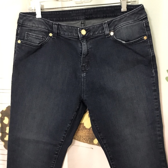 Michael Kors~Women's Size 10P Blue Skinny Leg Dark Wash Stretch Jeans - Picture 3 of 8